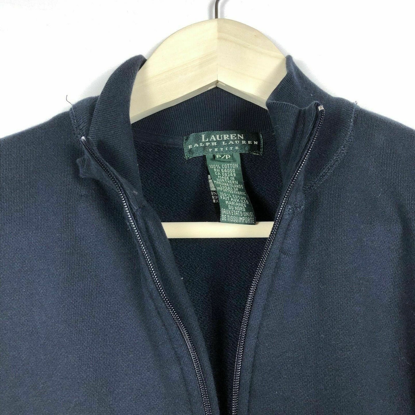 Lauren Ralph Lauren Womens Size S Full Front Zip Dark Blue Sweatshirt