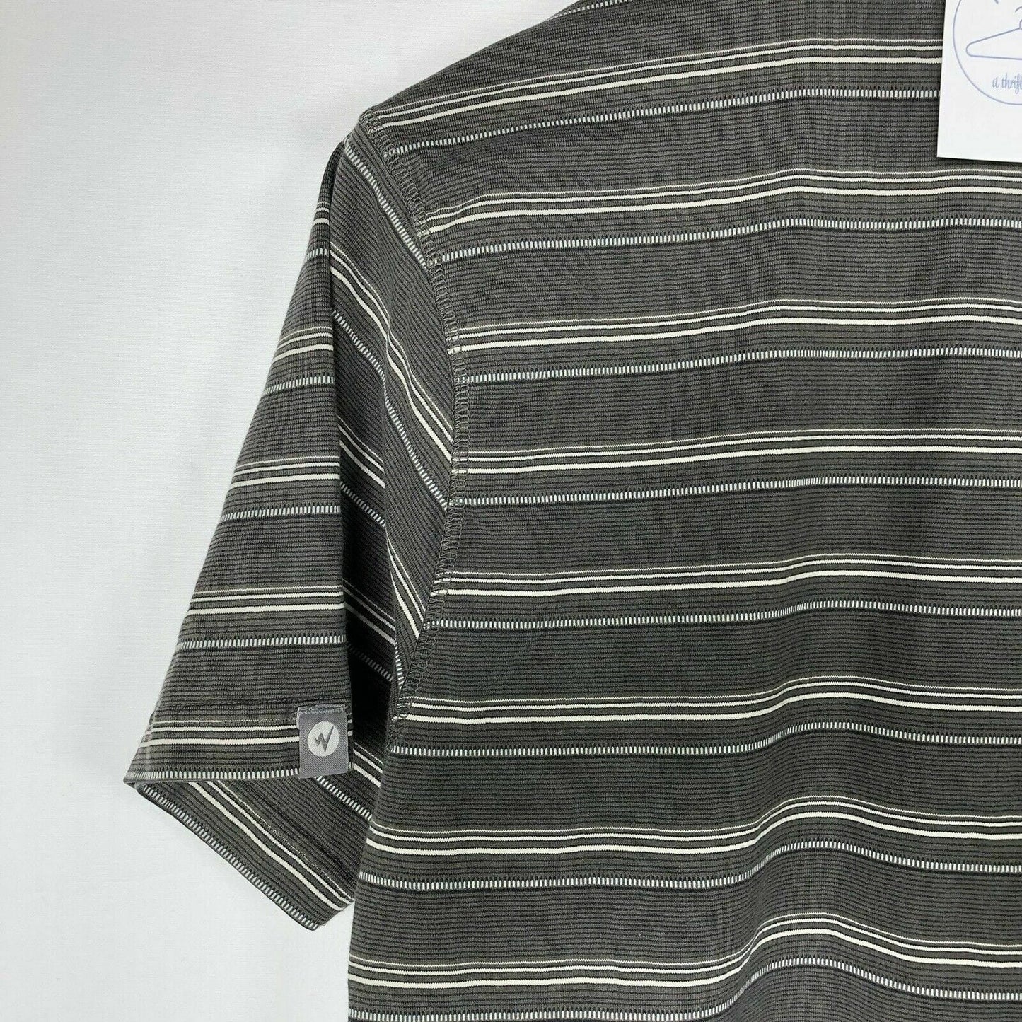 Marmot Mens Size M Gray Striped Polo Shirt S/s