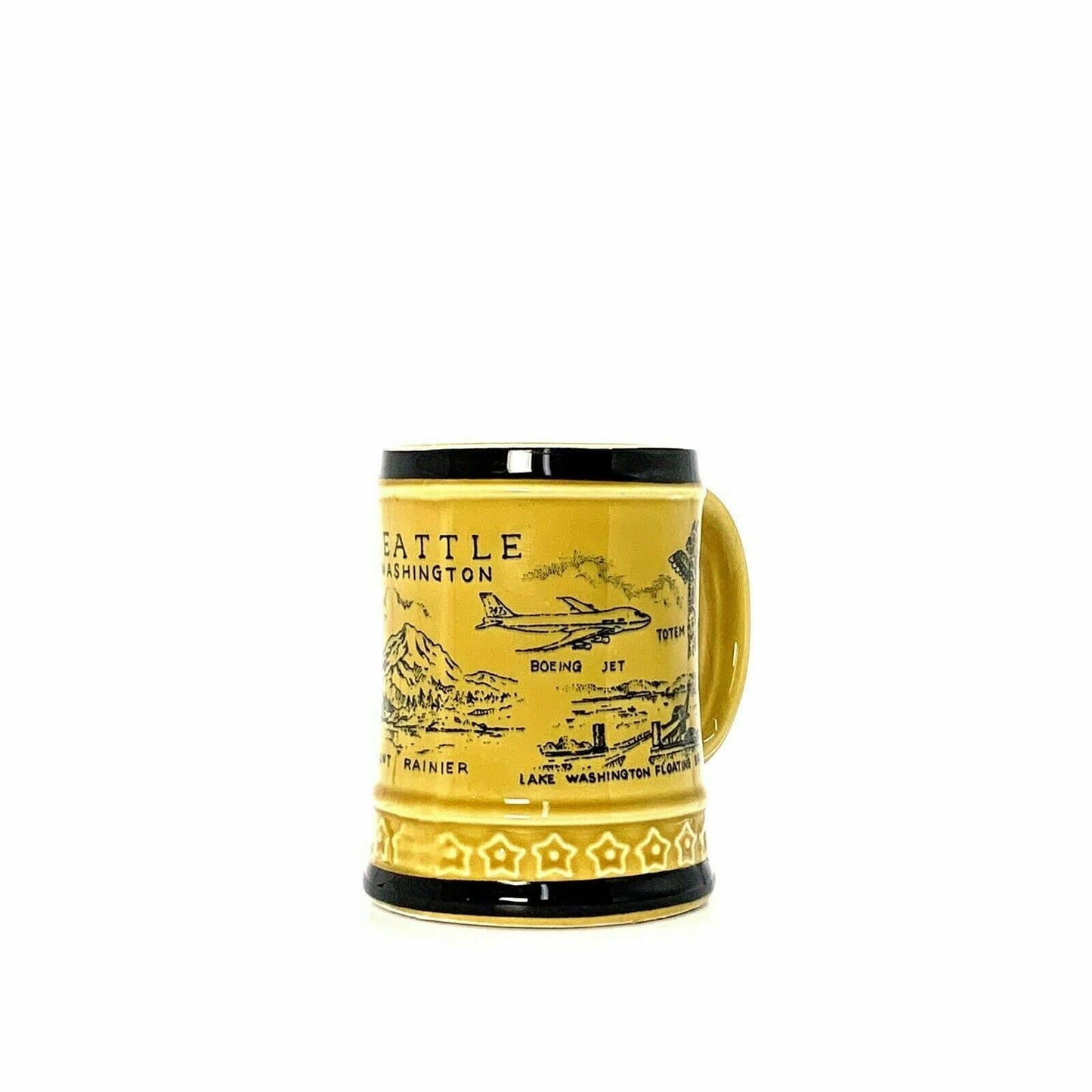 SEATTLE WASHINGTON Ceramic Souvenir Coffee Cup Mug, Yellow - 12 fl oz
