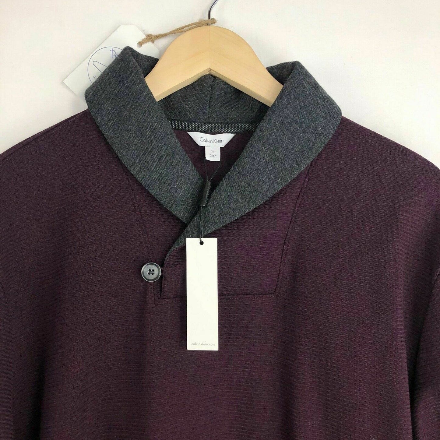 Calvin Klein Mens Size XL Purple Gray Cowl Neck Sweater L/s NWT