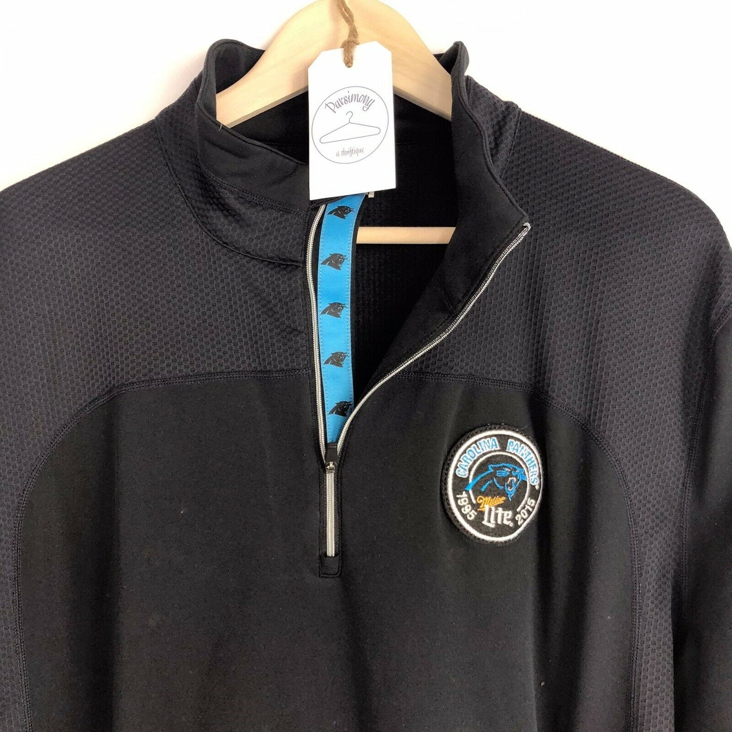 LevelWear Mens Size XL Black Sweatshirt Football Carolina Panthers Pullover 1/4 Zip L/s