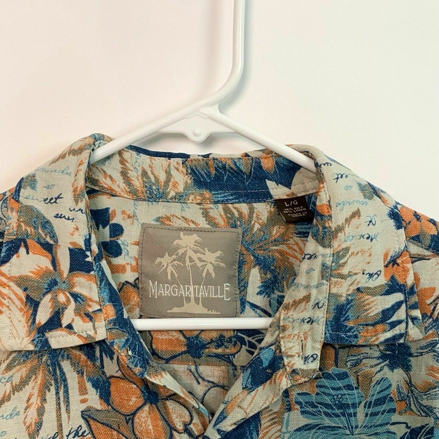 Margaritaville Mens Floral Short Sleeve Button Up Hawaiian Shirt, Beige - Size L
