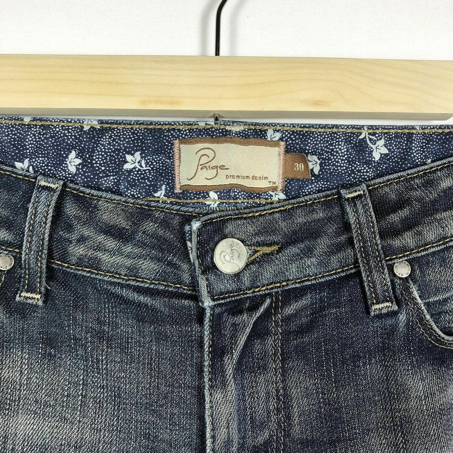 Paige | Womens Benedict Canyon Denim Jeans | Color: Blue | Size: 30 | Embroidered Pockets