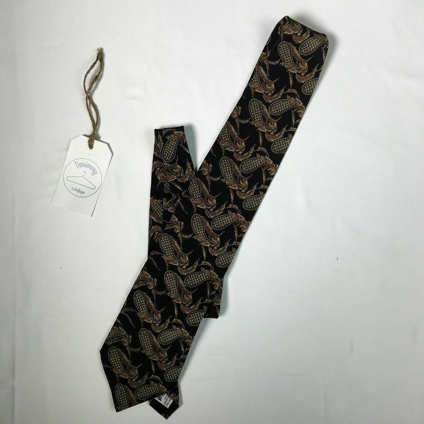 Metropolitan Museum Of Art Black Paisley Print Imported Silk Mens Neck Tie