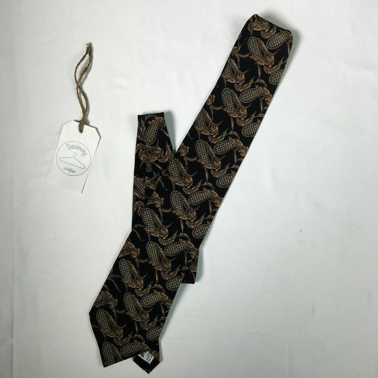Elegant Metropolitan Museum of Art Black Paisley Print Silk Mens Necktie