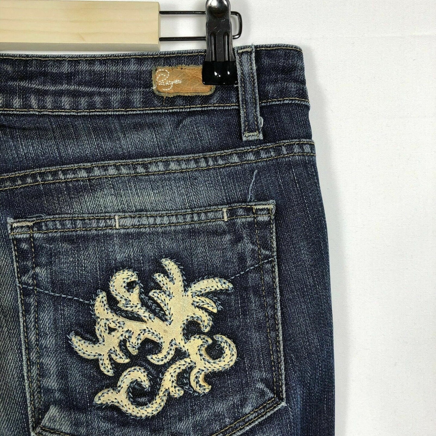 Paige Womens Denim “Benedict Canyon” Jeans, Blue - Size 30 Embroidered