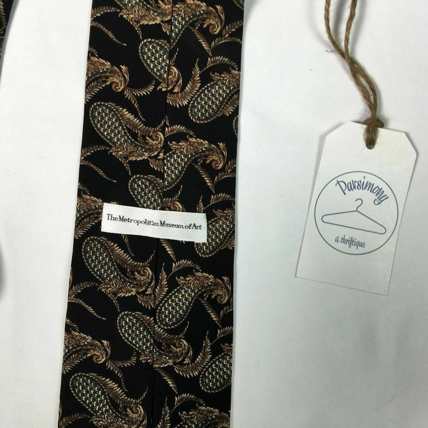 Metropolitan Museum Of Art Black Paisley Print Imported Silk Mens Neck Tie