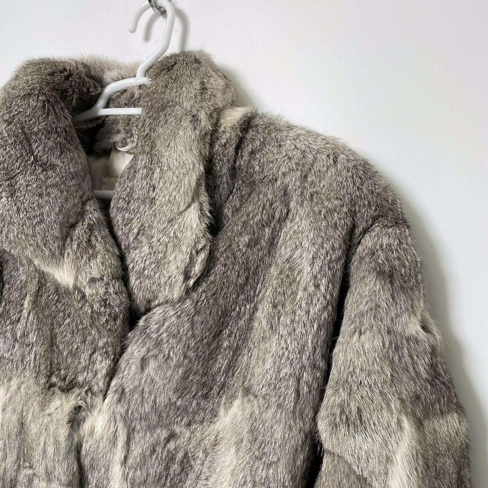 Upcycled Vintage Gray Rabbit Fur Coat