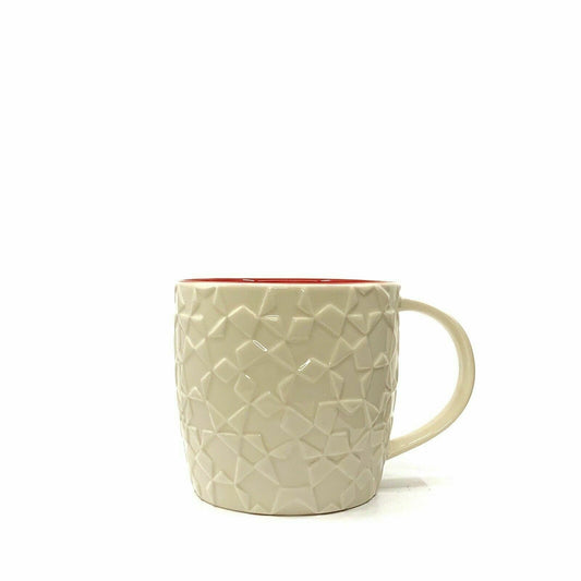 Starbucks White Star Mosaic Embossed Design with Red Interior 14oz Mug