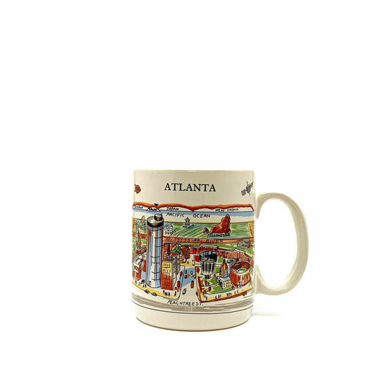 CityMugs ATLANTA View Of The World Ceramic Souvenir Coffee Cup Mug, White - 14oz