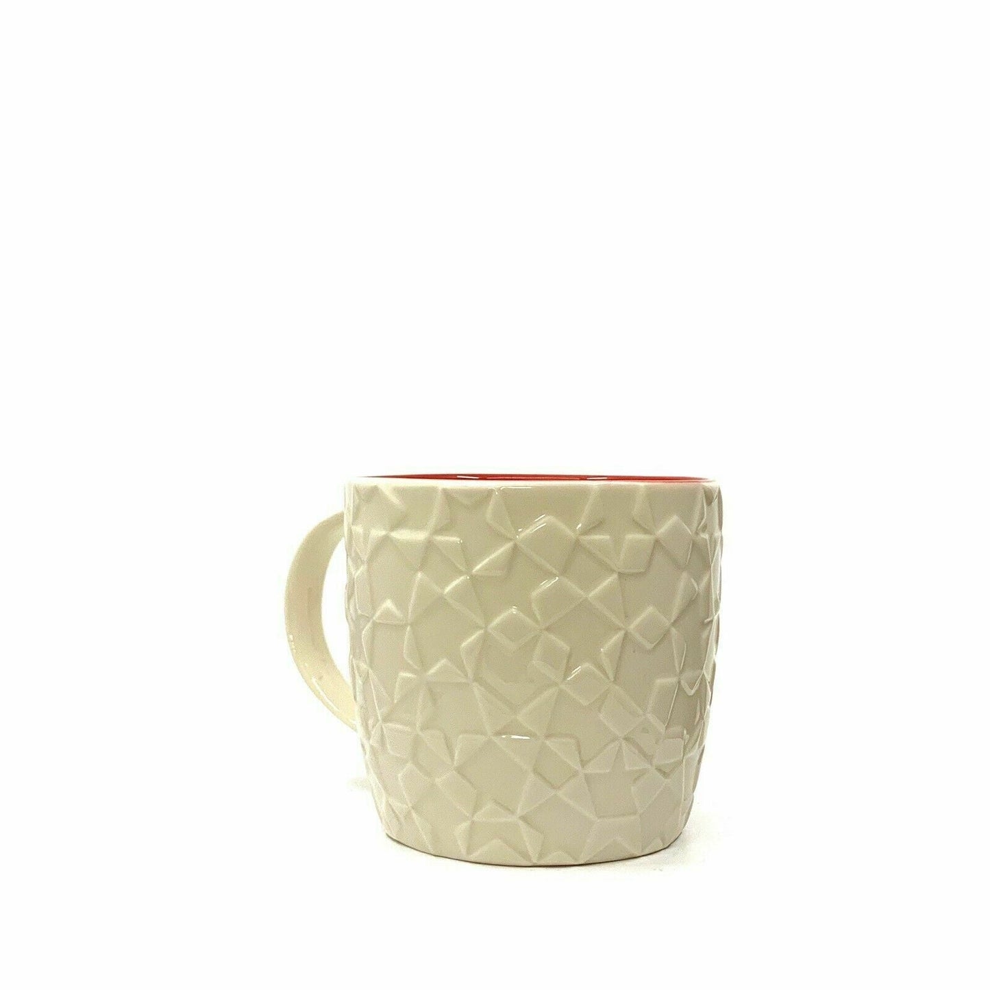 Charming Starbucks White Star Mosaic Embossed Ceramic 14oz Mug