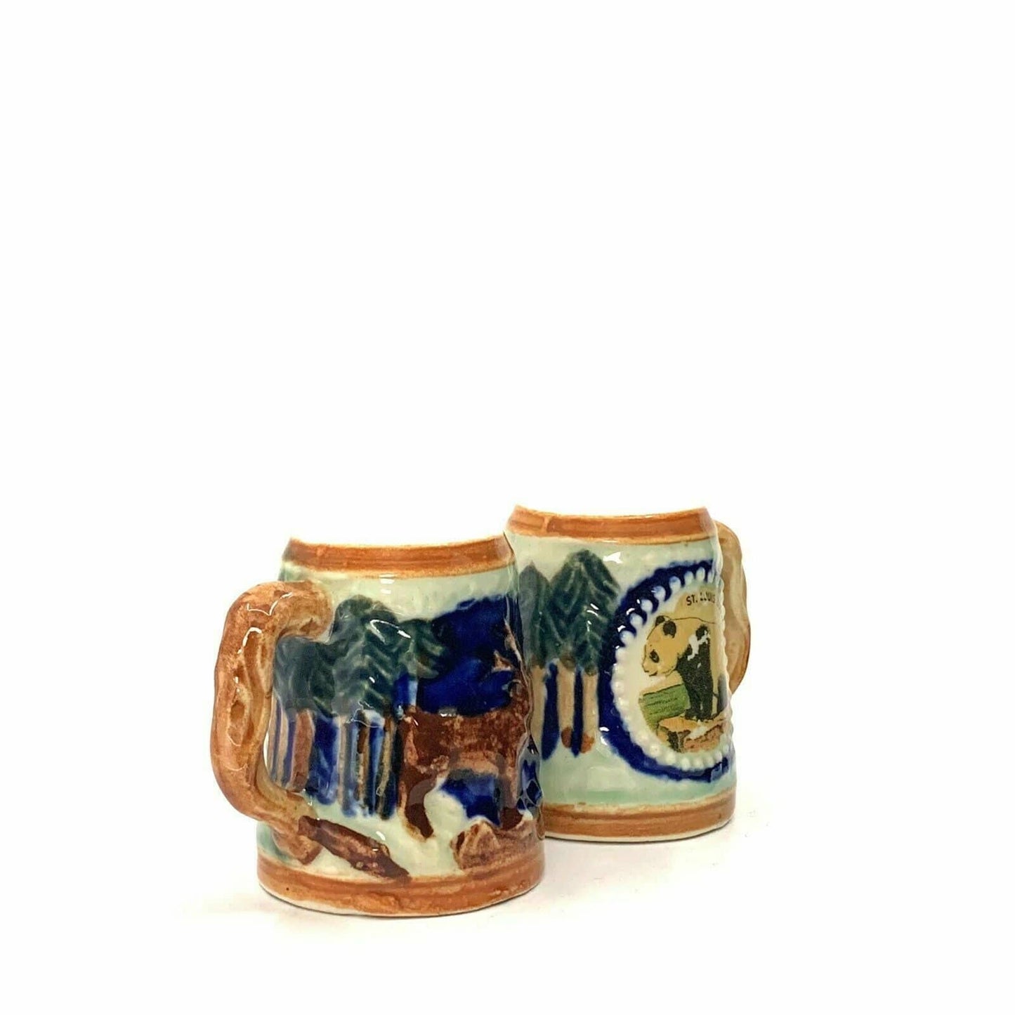 Vintage Pioneer MDSE Co St Louis Zoo Stein Salt Pepper Shakers - Vintage Nostalgic Collectible Antique Rare Charming Quirky - Very Good - Free Shipping