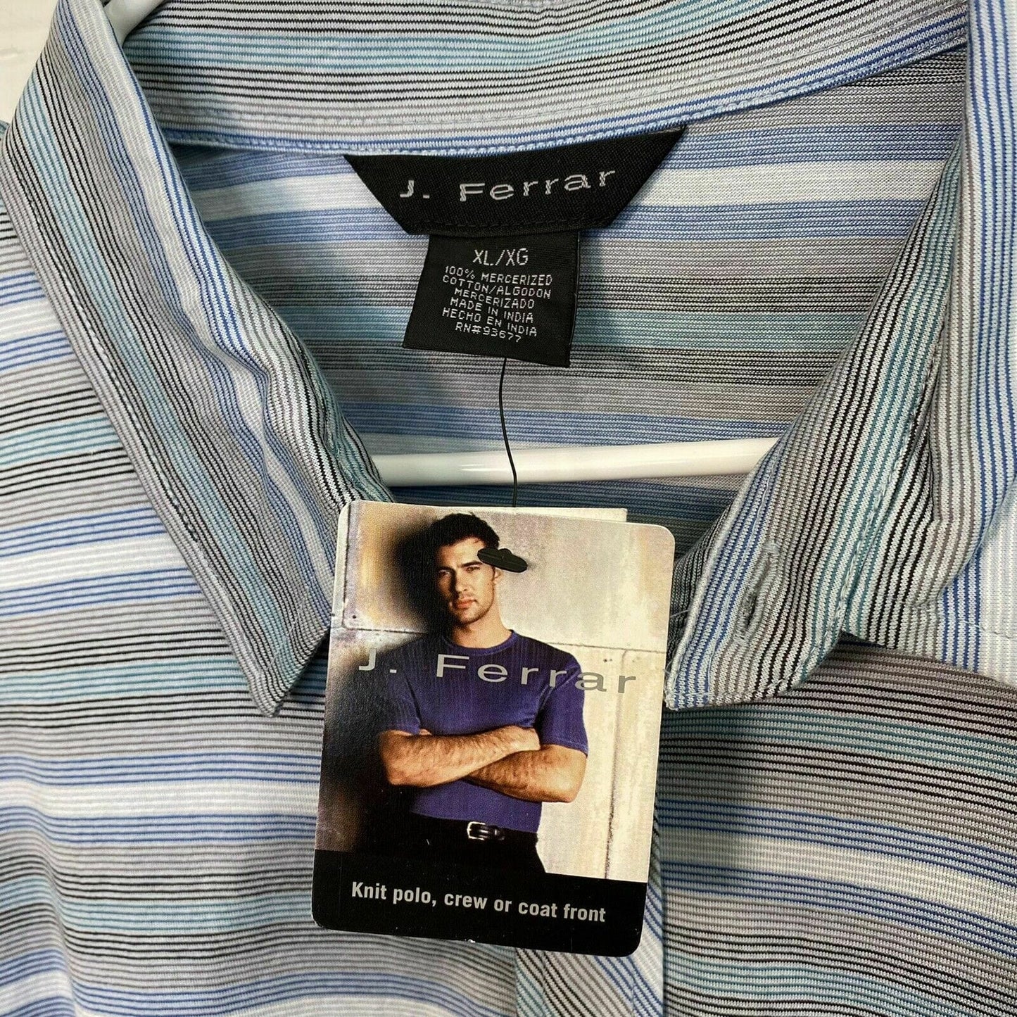 Sophisticated J. Ferrar Mens Blue Striped Button-Up Shirt XL NWT