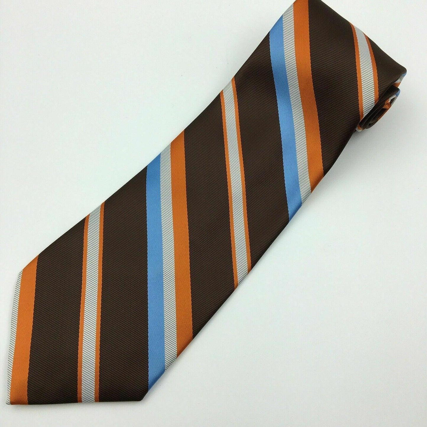 Vintage Prince Frederics For The Quicksilver Co Brown Striped 100% Polyester Tie
