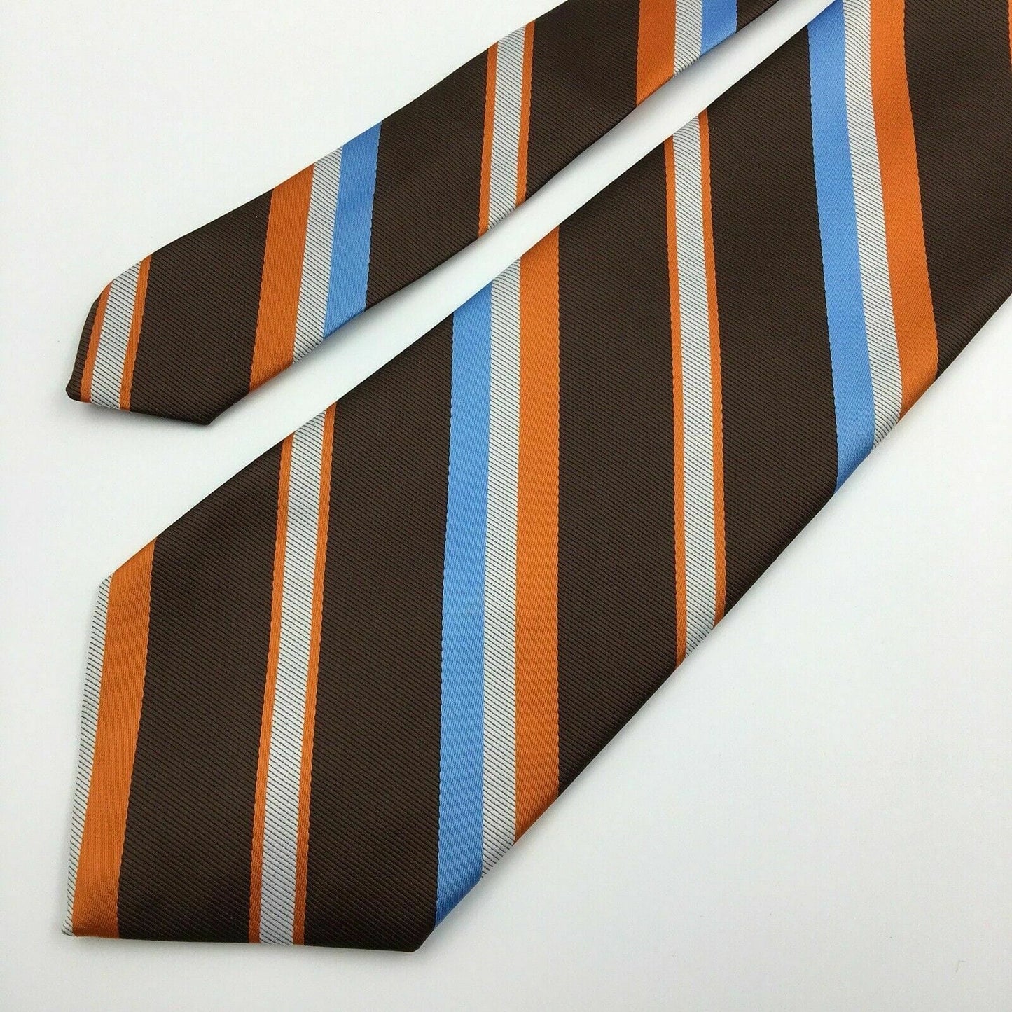 Vintage Prince Frederics For The Quicksilver Co Brown Striped 100% Polyester Tie