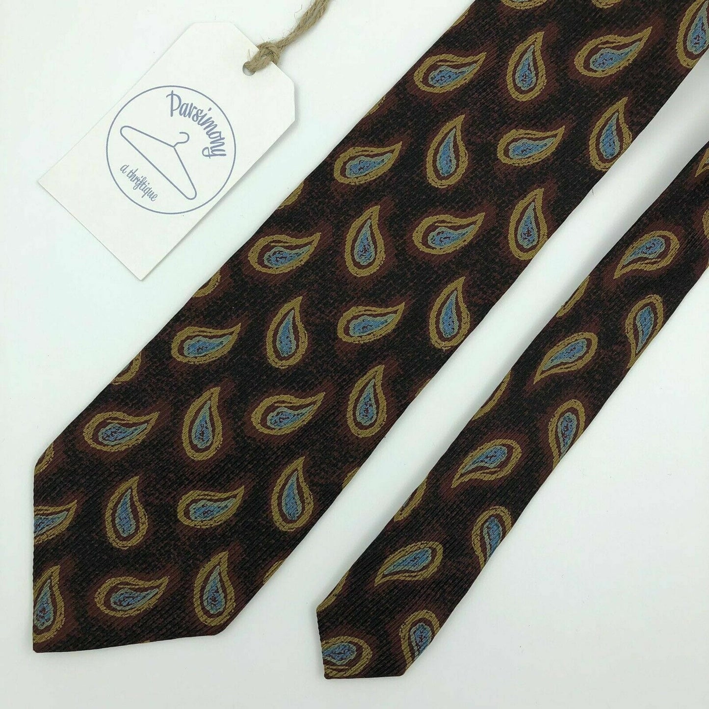 Stunning Ermenegildo Zegna Mens Necktie Gorgeous Maroon Blue Yellow Brush Paisley Silk