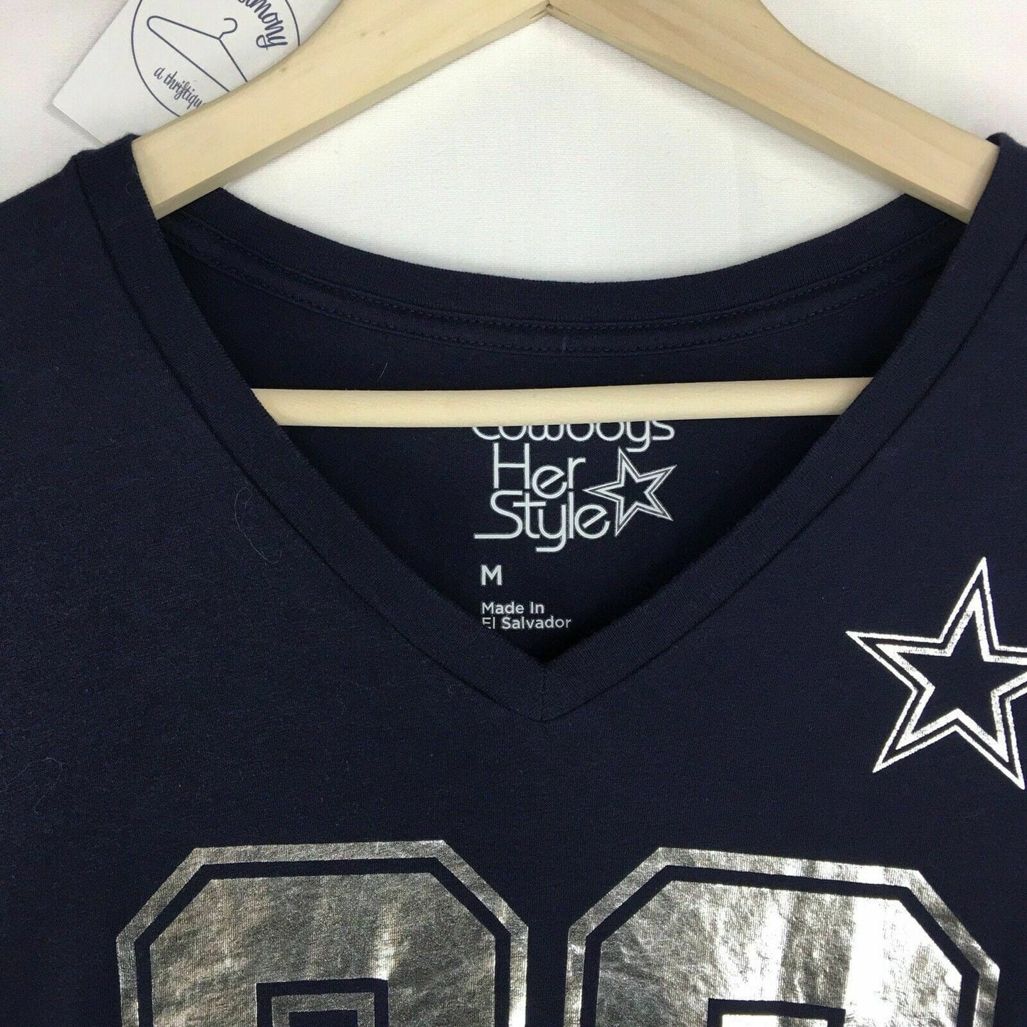 Chic Cowboys Womens Blue T-Shirt - #88 Dez Bryant Silver Numbers - Size M