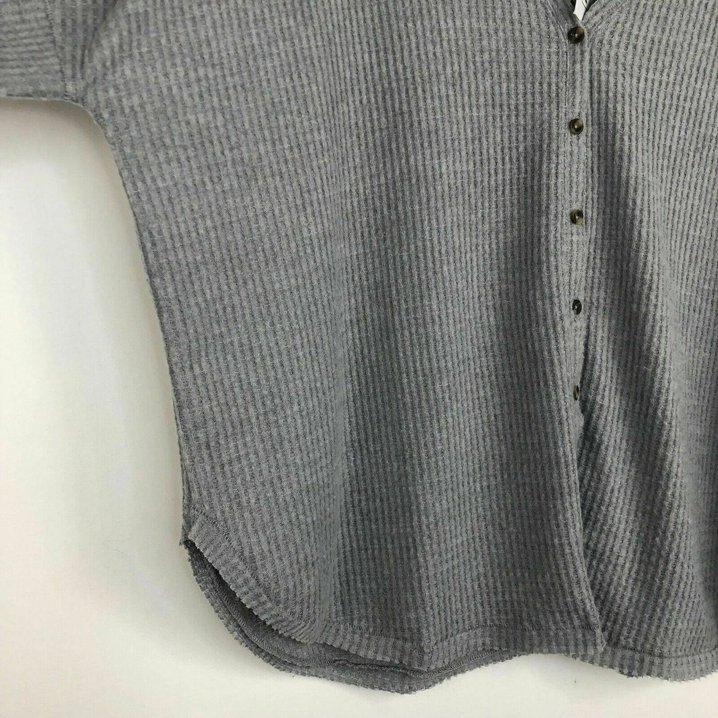 For The Republic Womens Size L Heather Gray Cardigan Sweater Waffle Weave