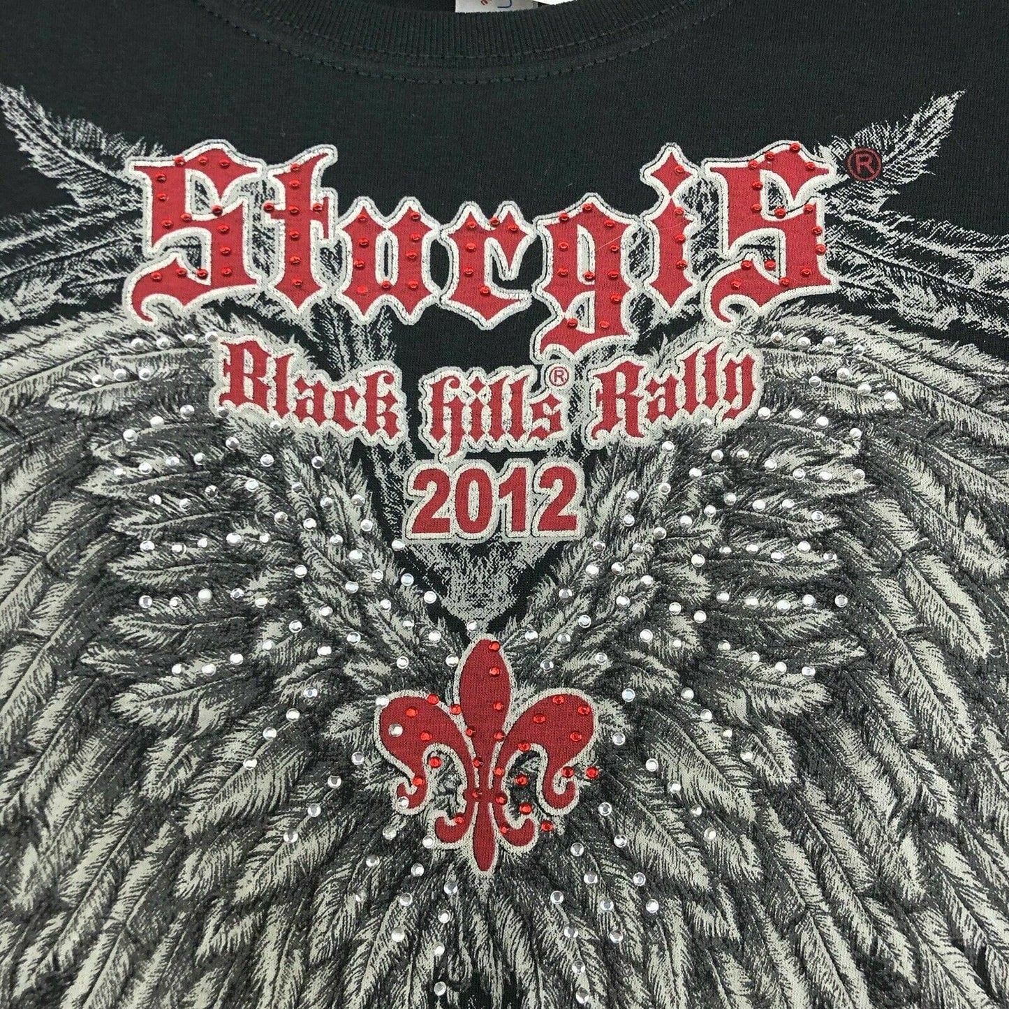 Womens Size L Black T-Shirt Sturgis Rally 2012 Graphic Studded