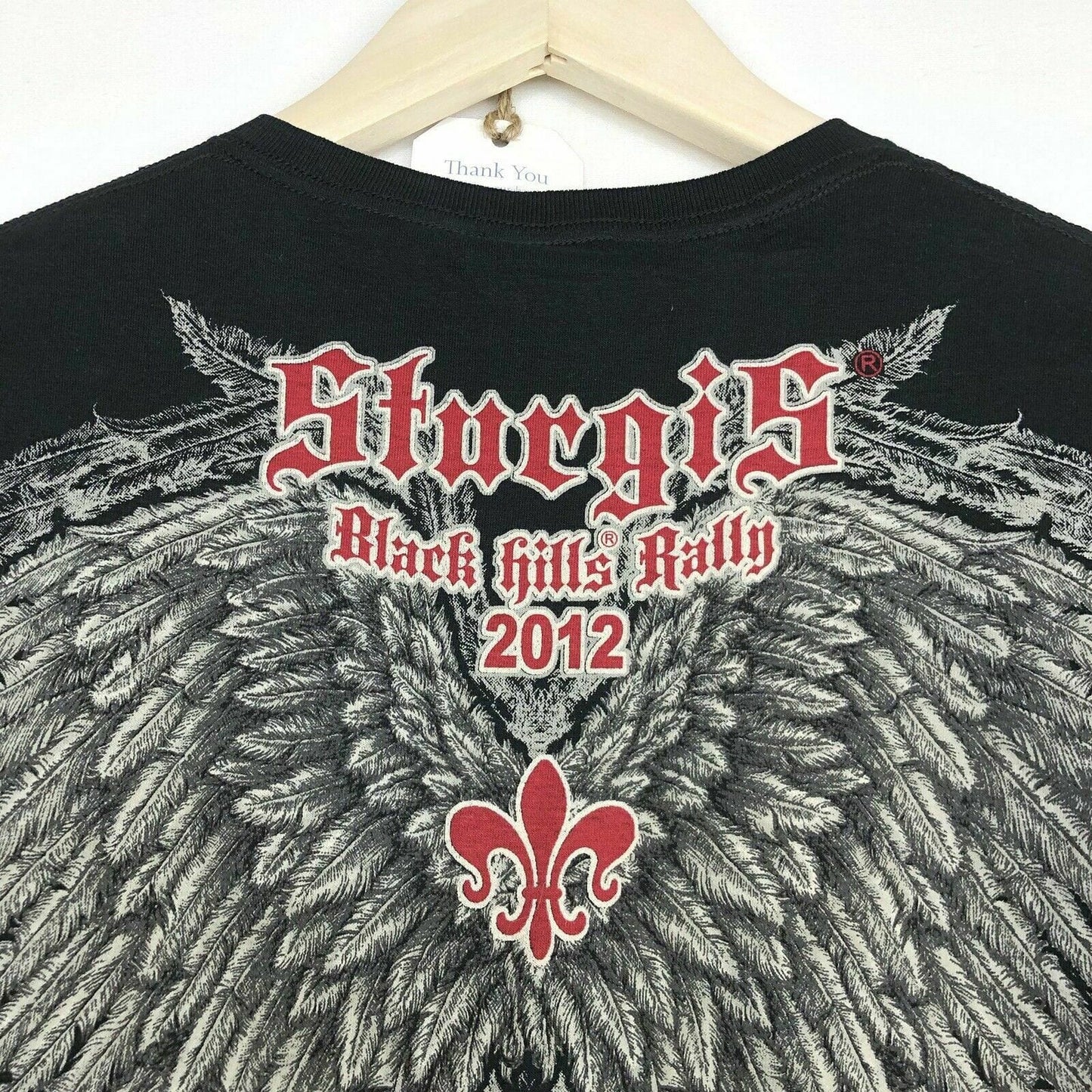 Glamorous Studded Black T-Shirt - Womens Size L - Sturgis Rally 2012 Graphic - NWT