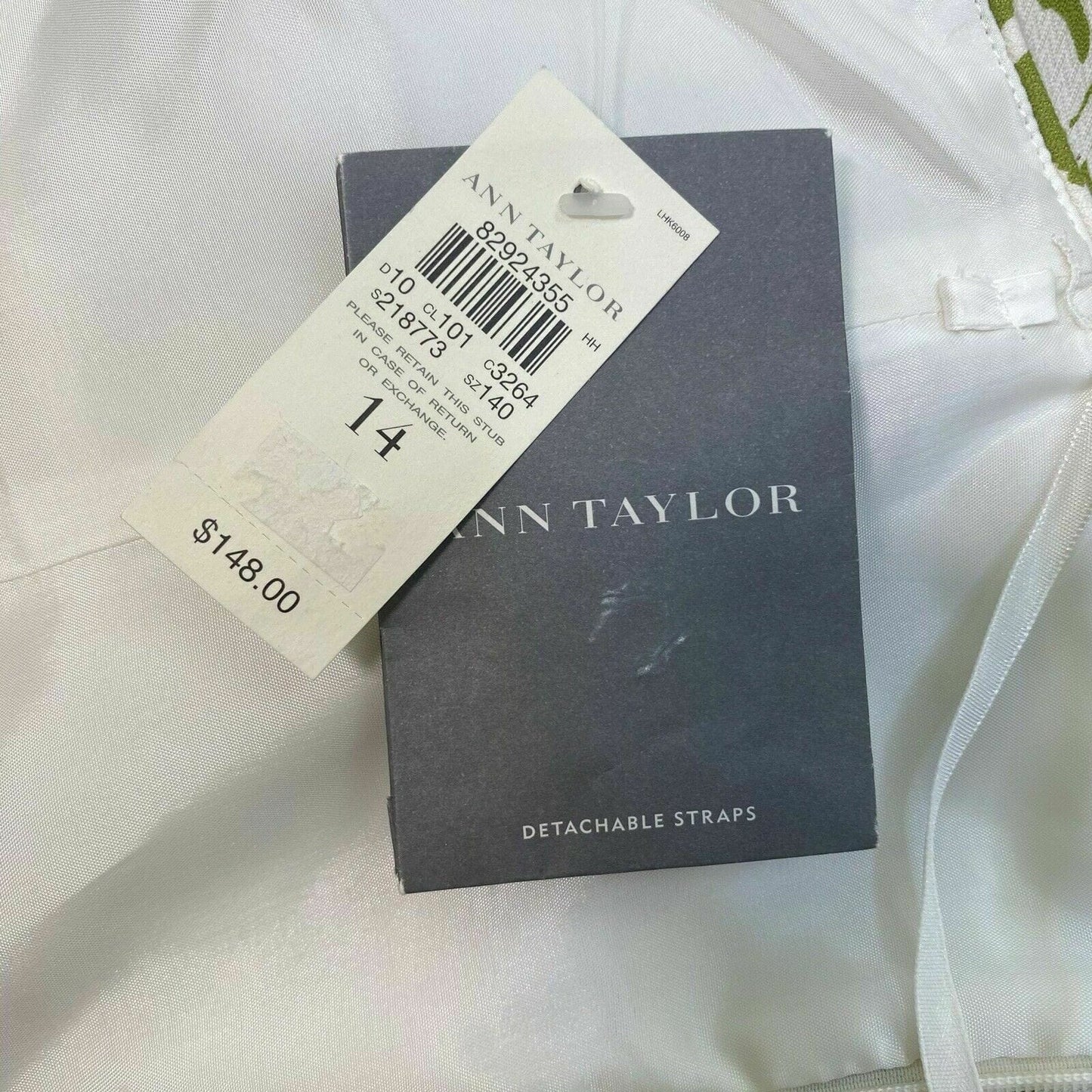 Ann Taylor Womens Size 14 Green White Summer Dress Floral Strapless Knee Length