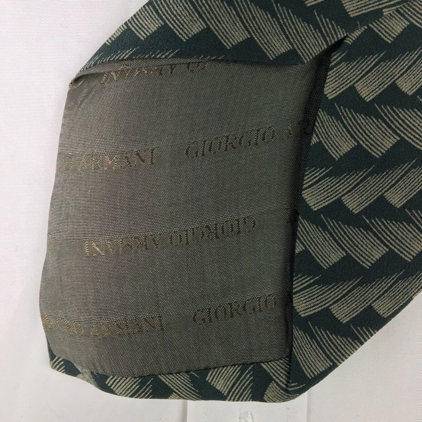 GIORGIO ARMANI Mens Cravatte Green Brushstroke Print 100% Italian Silk Neck Tie 56”
