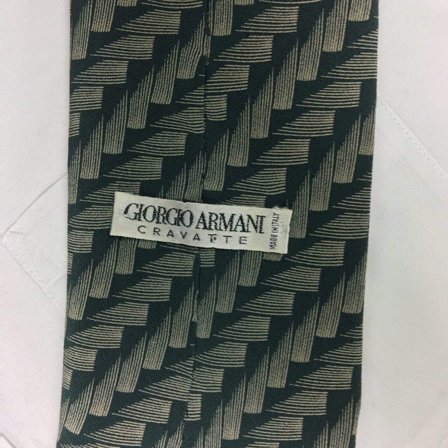 GIORGIO ARMANI Mens Cravatte Green Brushstroke Print 100% Italian Silk Neck Tie 56”