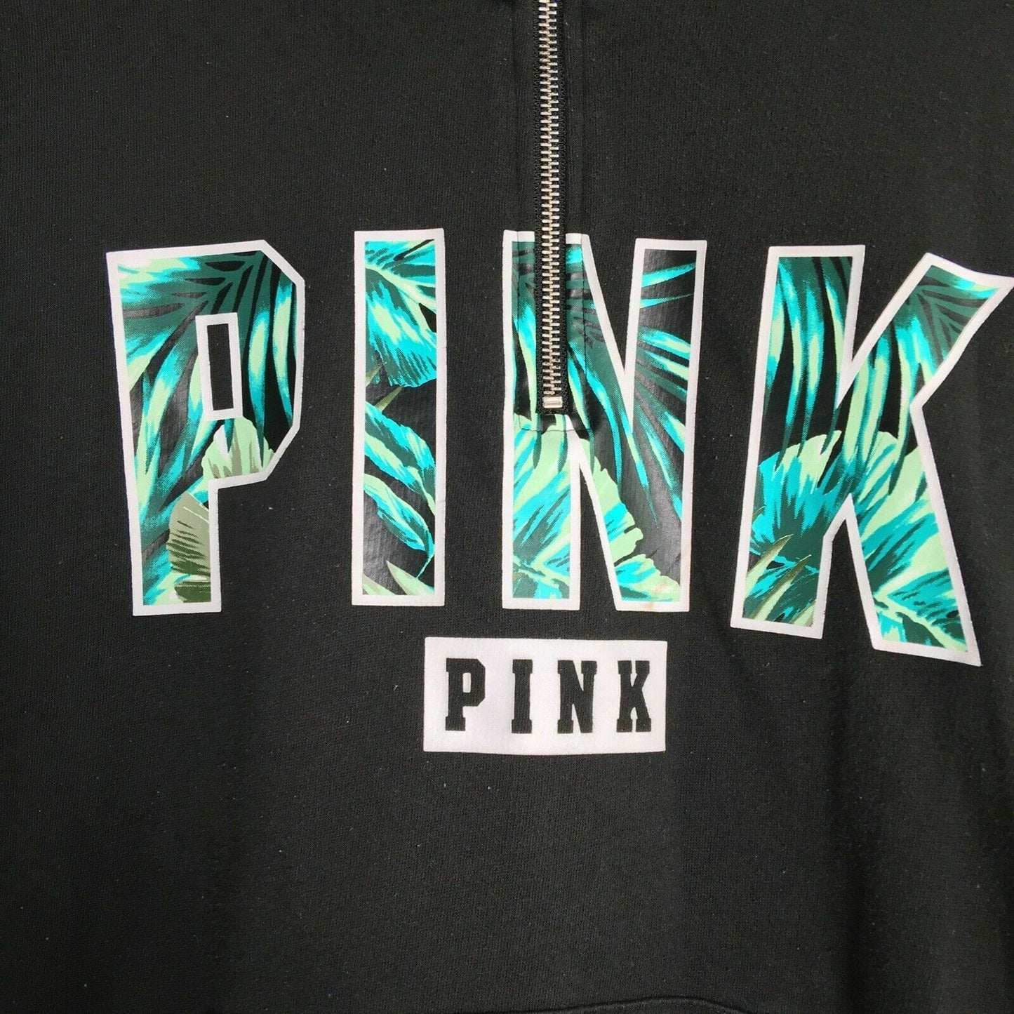 PINK Victorias Secret Womens Black Limited Edition Palm Sweatshirt Size S