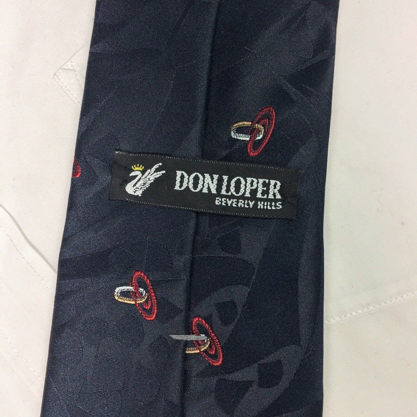 Don Loper Beverley Hills Mens Deep Blue Patterned Polyester/Silk Neck Tie