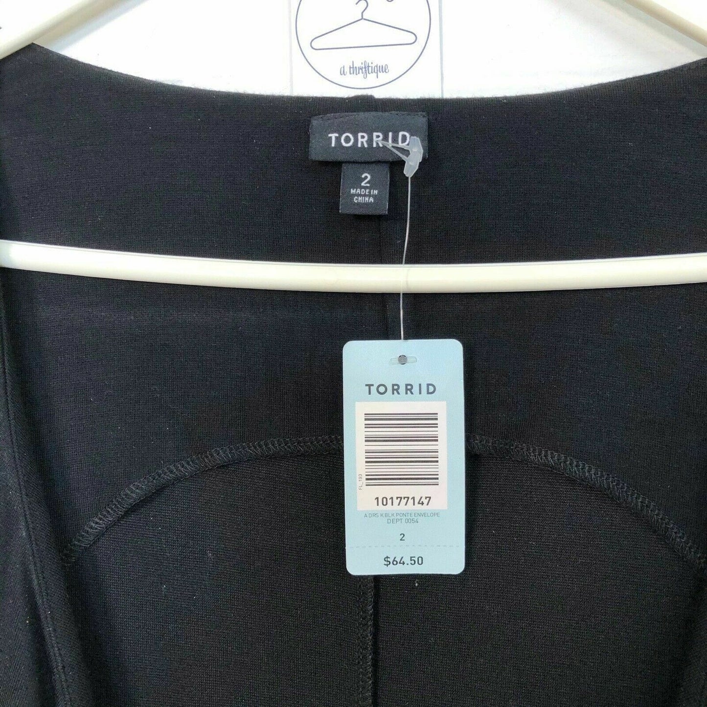 Torrid Womens Size 2 Black Long Maxi Dress Black Ponte Envelope NWT