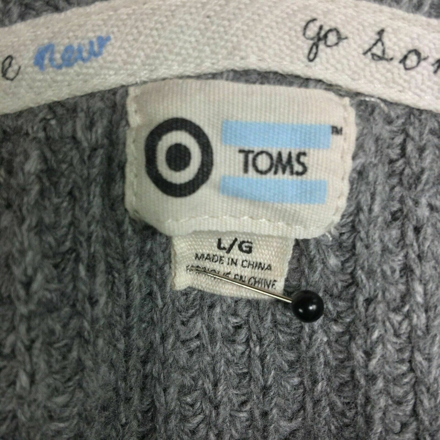 TOMS Womens Size L Gray Knitted Pullover Crewneck Sweater Slim L/s