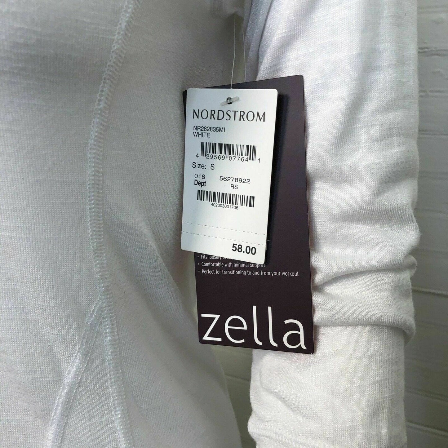 NEW Zella Womens Shirt Size S White Athleisure Sweatshirt Hoodie Nordstrom $58