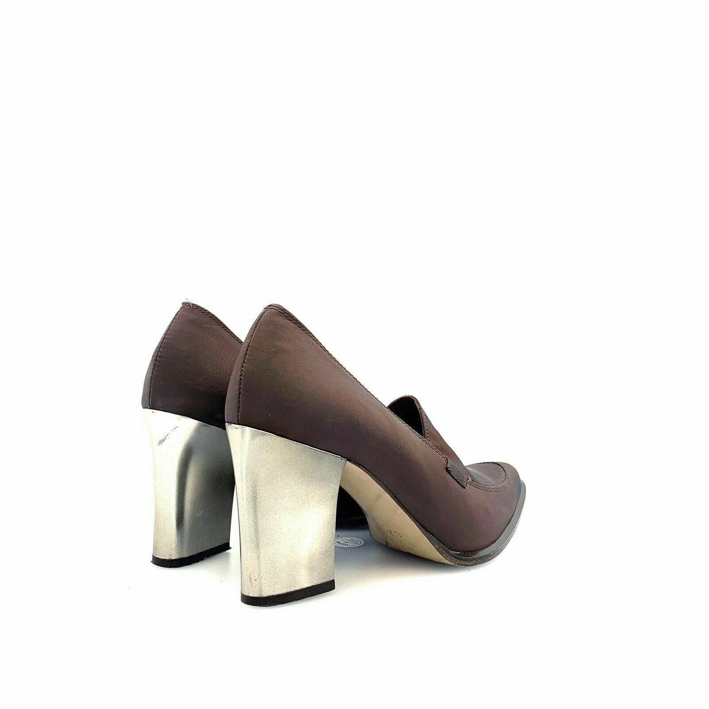 Elegant Enzo Angiolini Womens Pointed Toe Shoes Must-Have Metallic Heel Brown Size 6.5M EUC