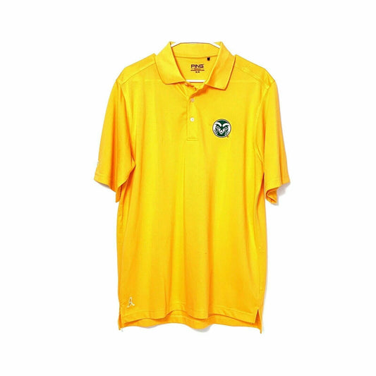 Ping Performance Mens Size M Yellow Polo Golf Shirt Colorado State University CSU Rams