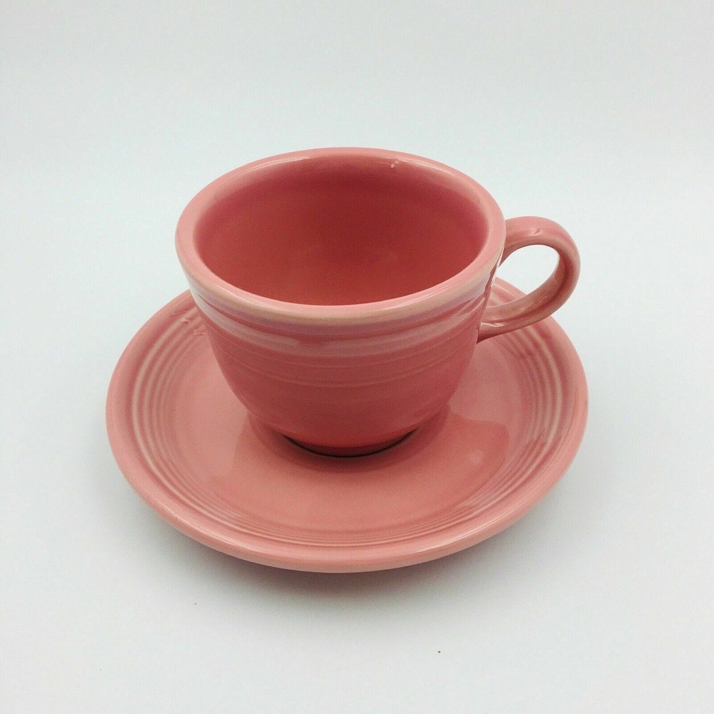 Fiesta Coral Rose Pink Replacement Tea Coffee Cup and Saucer Set Homer Laughlin Co USA