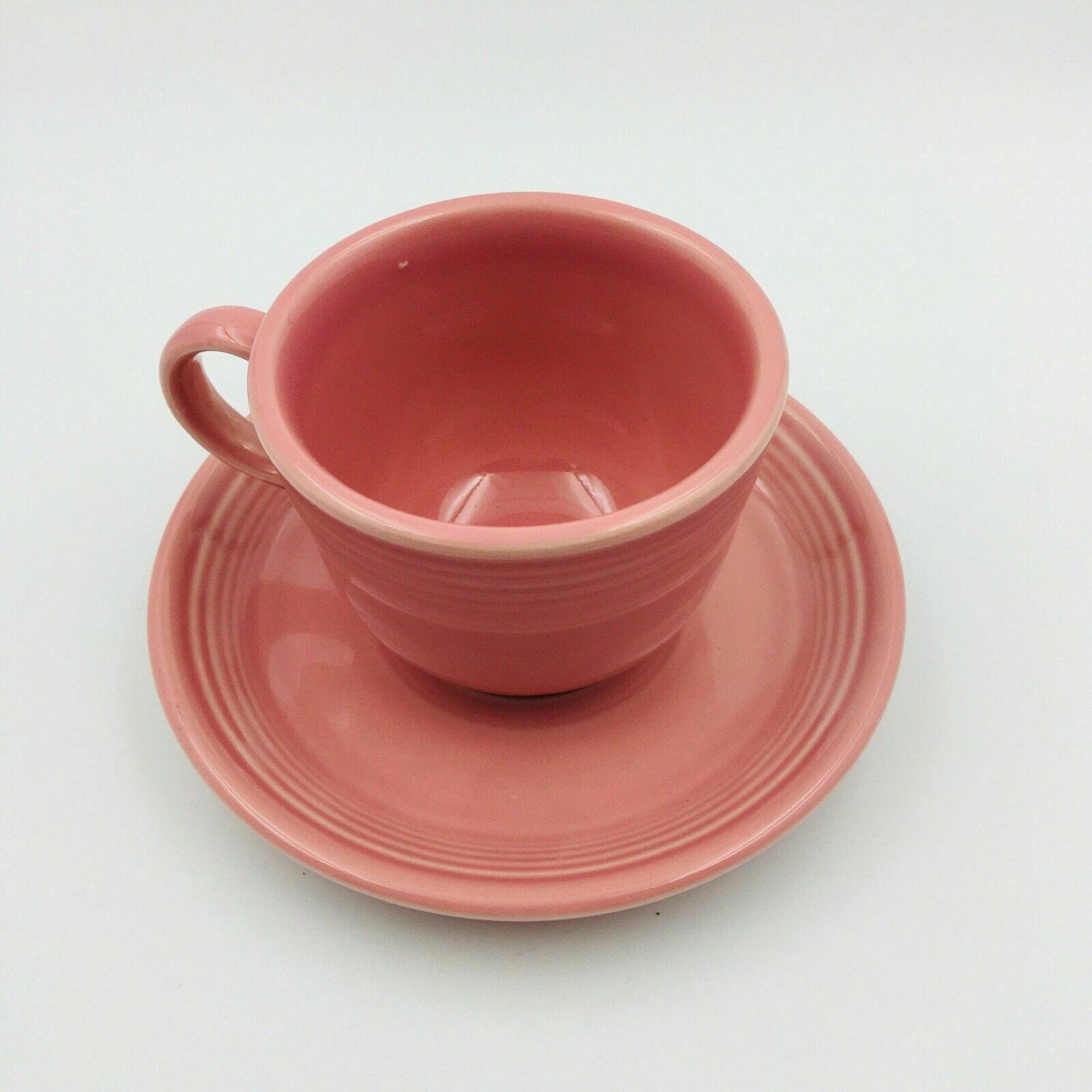 Fiesta Coral Rose Pink Replacement Tea Coffee Cup and Saucer Set Homer Laughlin Co USA