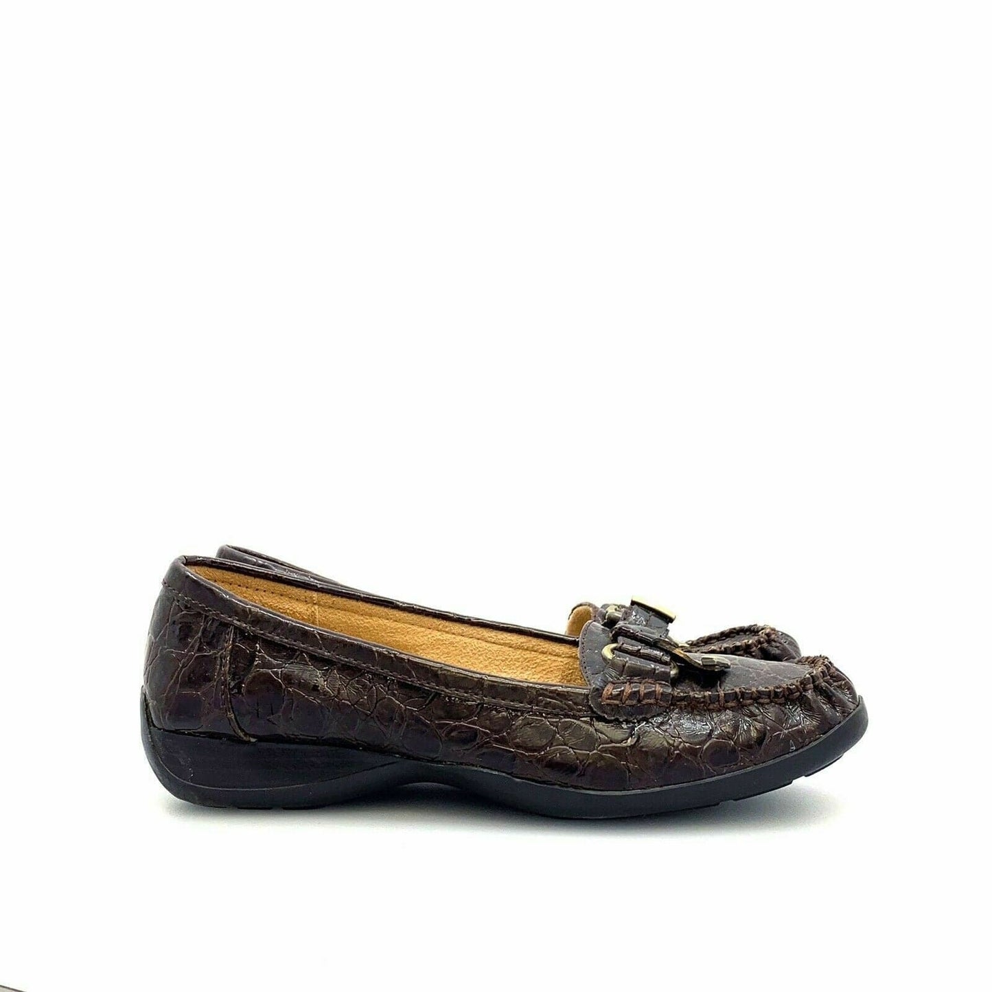 Naturalizer Womens Cedra Crocodile Pattern Shoes Flats, Brown - Size 8M