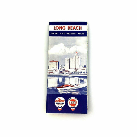 Vintage 1958 Long Beach California Official Street Folded Travel Map