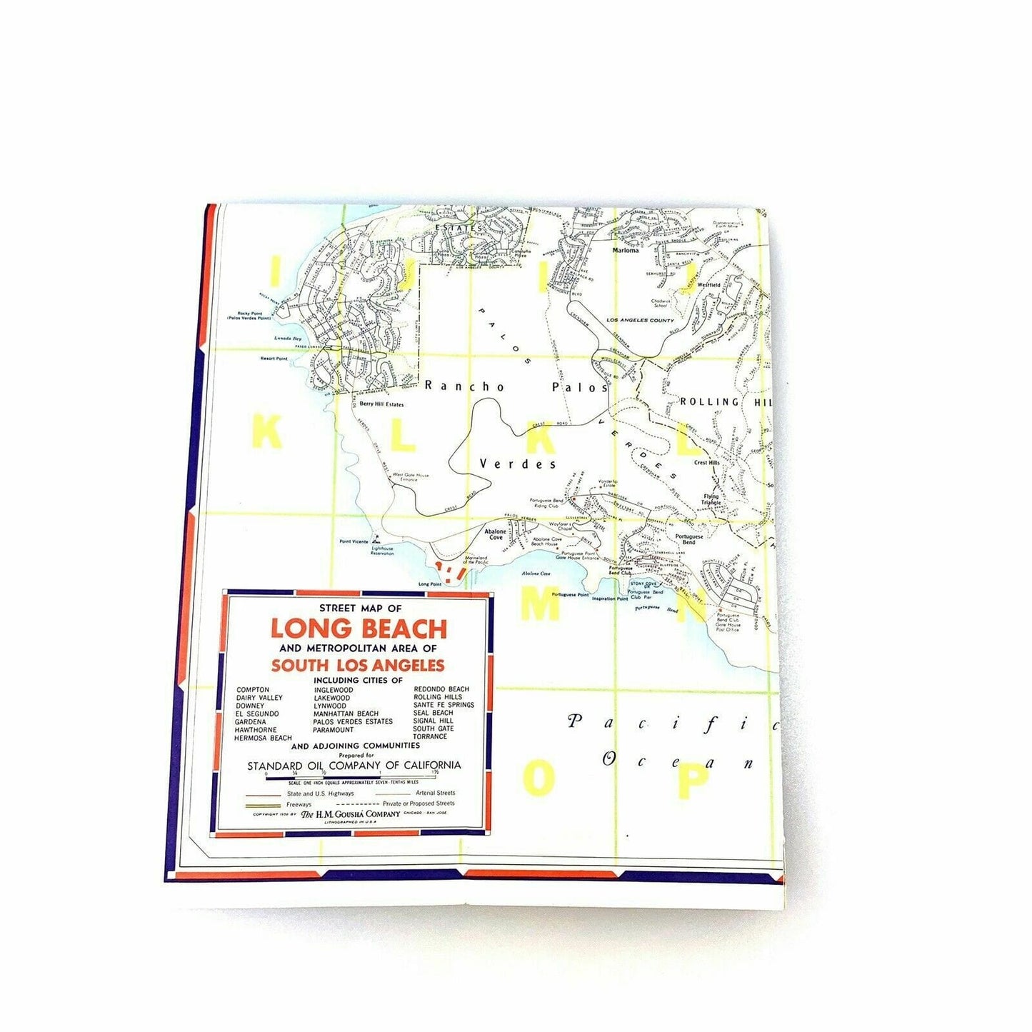 Vintage 1958 Long Beach California Official Street Folded Travel Map