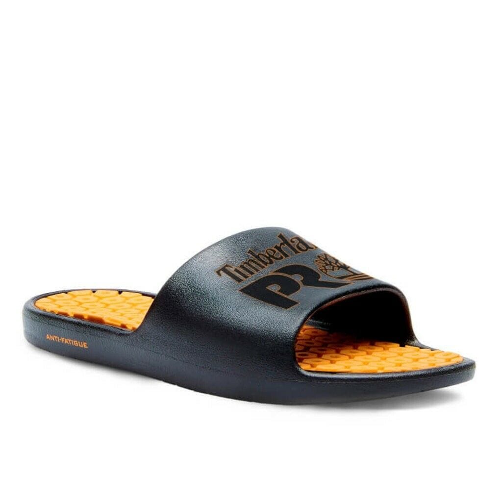 Timberland PRO Mens Size 6M Black Orange Slides Shower Shoes TB 0A2A71 001 AFT