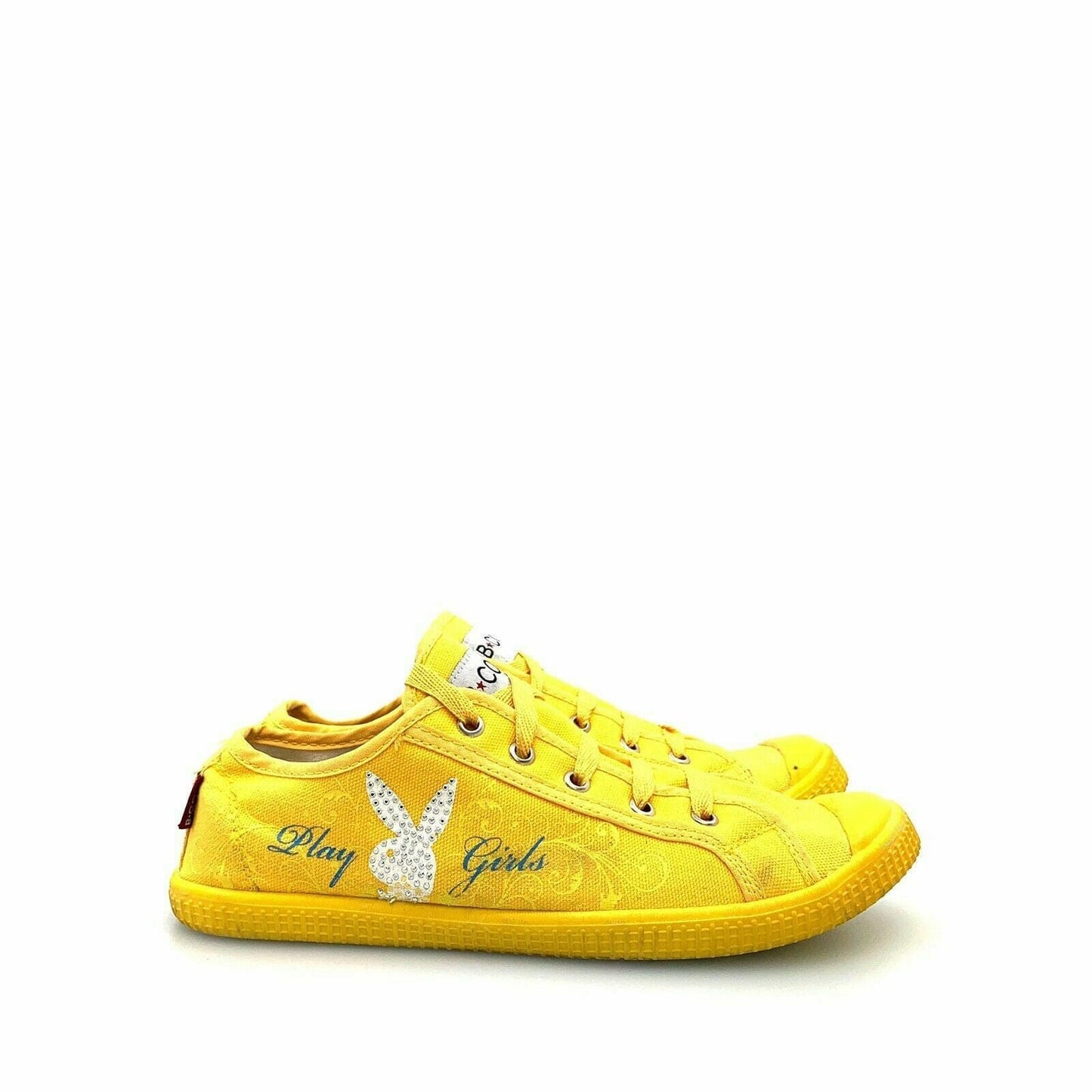 Top Saetta Womens Play Girl Rhinestone Rabbit Sneakers, Yellow - Size 9.5