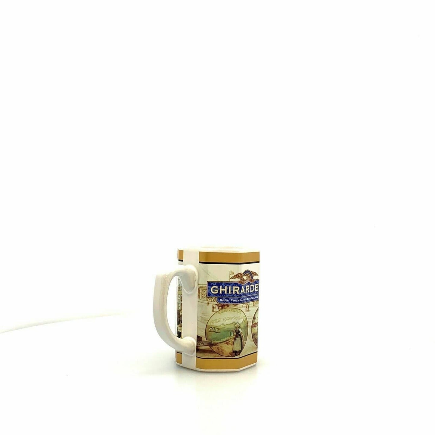 GHIRARDELLI Chocolate Company Collectible Ceramic Octagonal Coffee Mug Cup