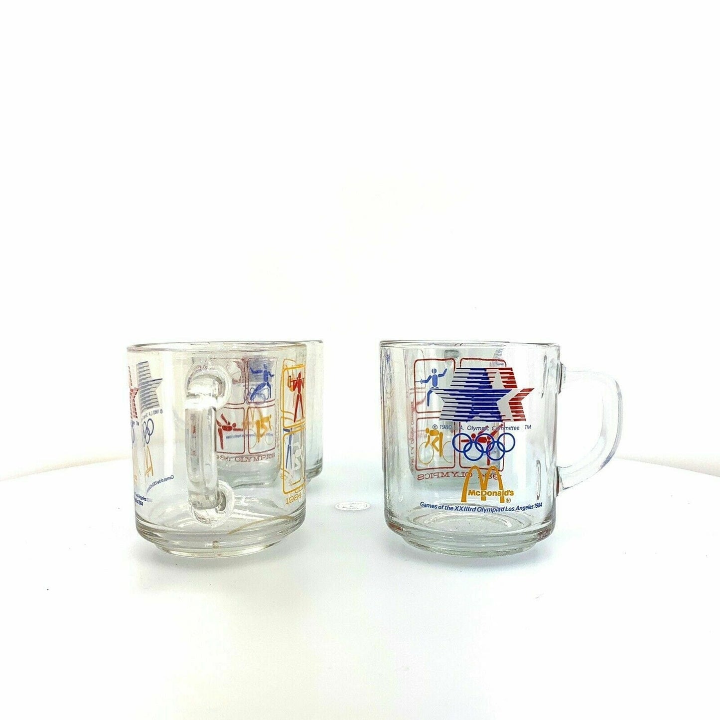 Set Of 4 - McDonalds 1984 Los Angeles Olympics Collector Clear Glass Coffee Cups