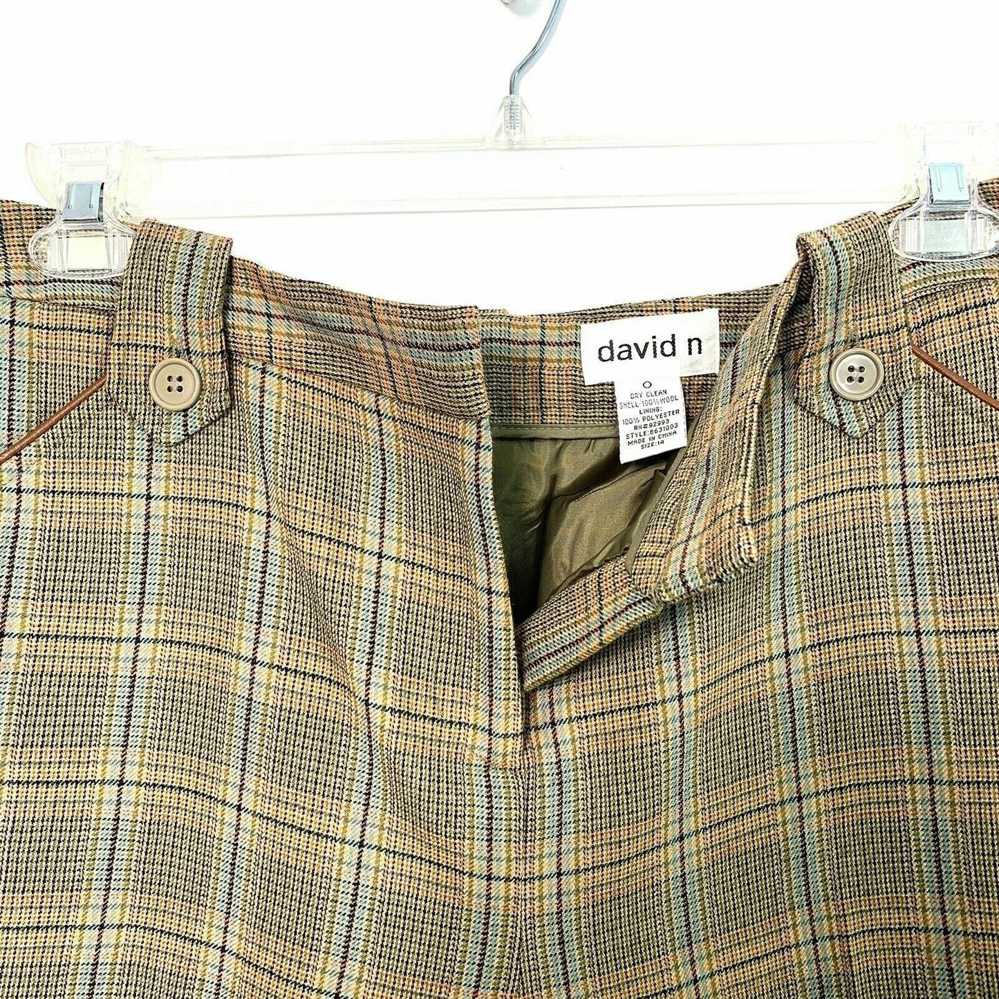 David N Womens Size 14 Plaid Wool Capri Pants, Yellow / Brown