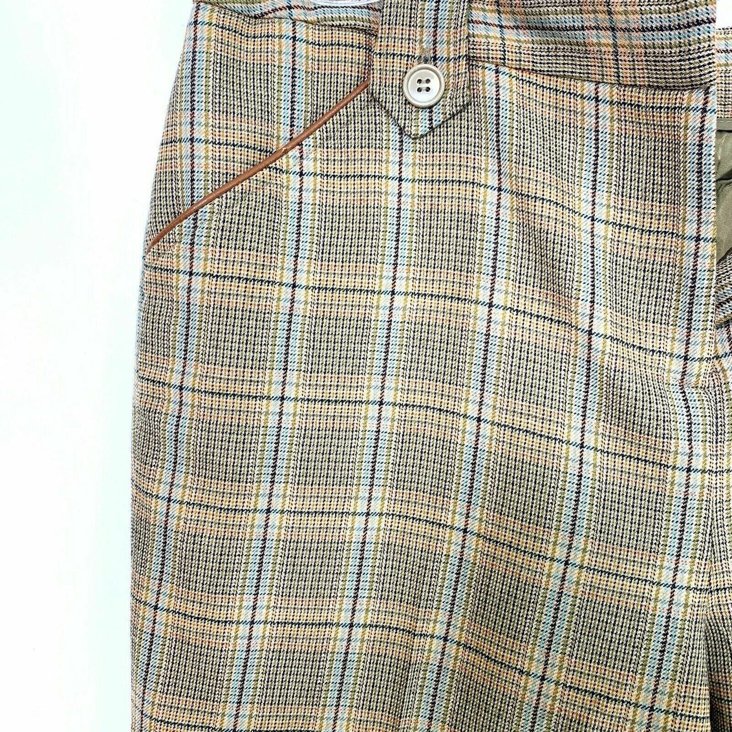David N Womens Size 14 Plaid Wool Capri Pants, Yellow / Brown