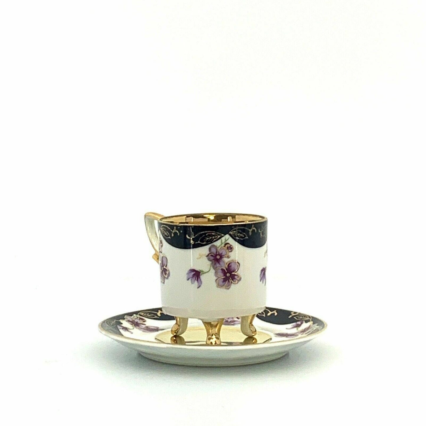 Lefton China Sweet Violets Vintage Hand Painted Porcelain Cup & Saucer Set