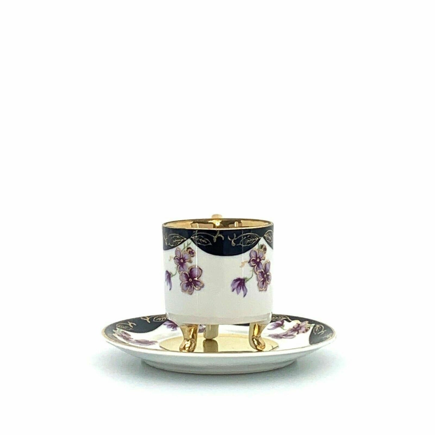 Lefton China Sweet Violets Vintage Hand Painted Porcelain Cup & Saucer Set
