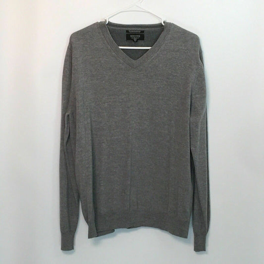 Nordstrom Mens V Neck Merino Wool Sweater, Light Gray - Size XL