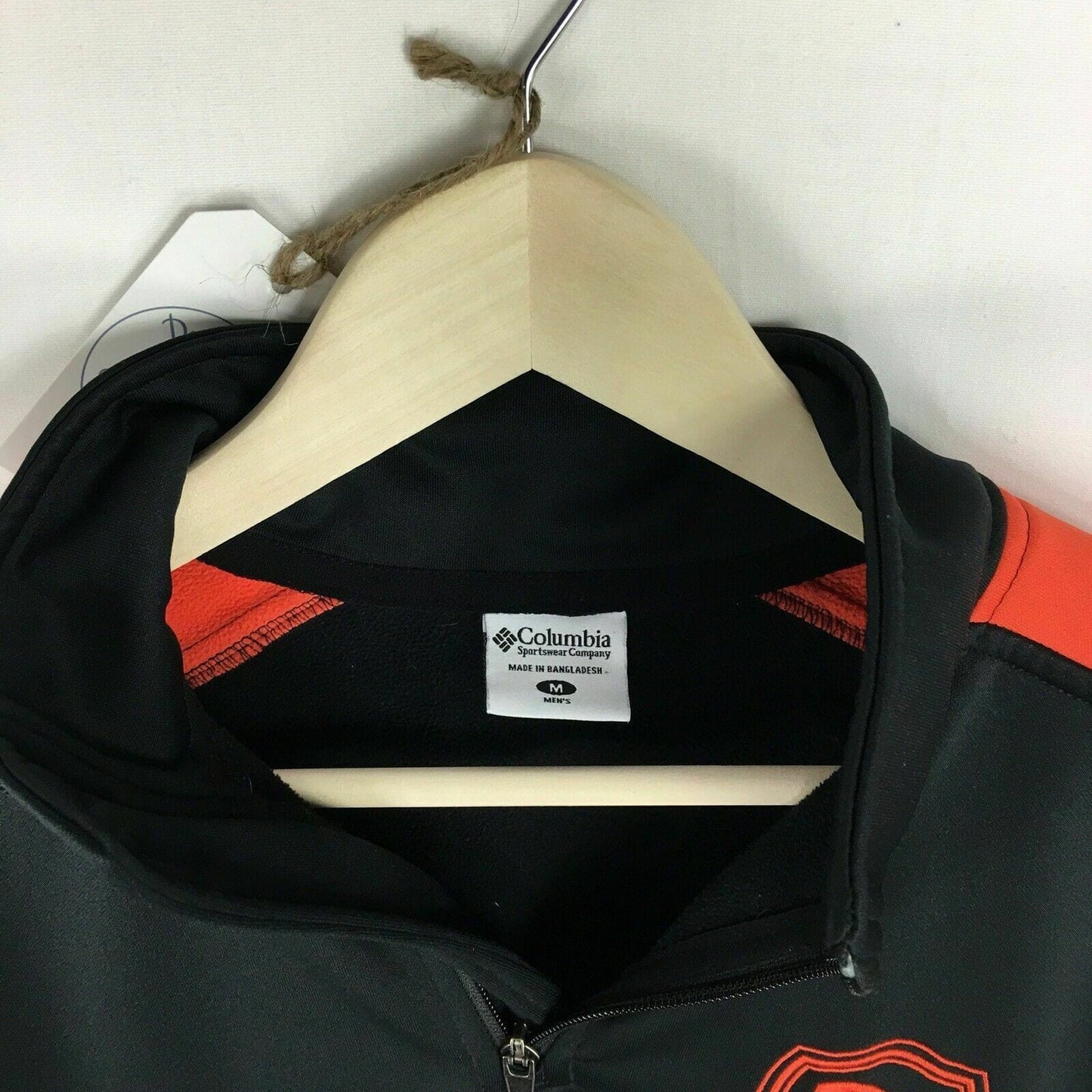 Columbia Mens Zip Up Jacket Medium Black Orange Logo Oregon State Beavers Mock Neck