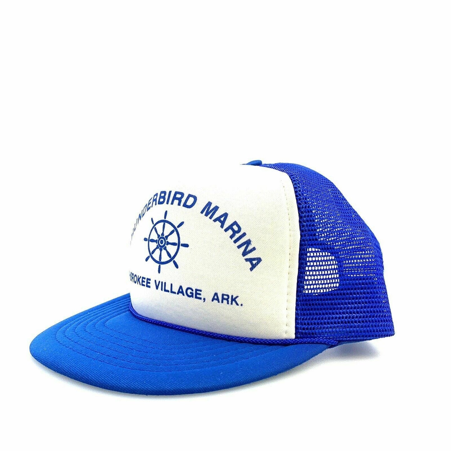 Vintage Headmost THUNDERBIRD MARINA Mesh SnapBack Trucker Hat, White / Blue - OSFA
